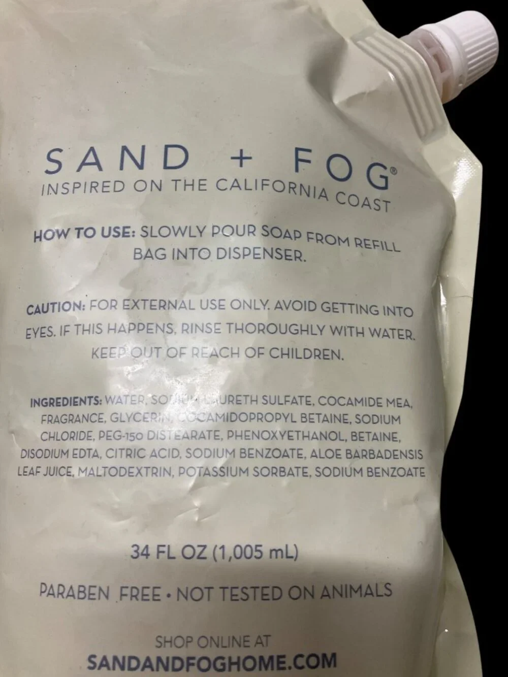 Sand + Fog Vanilla Sandalwood Hand Soap Scented Refill 34 Fl Oz Brand New
